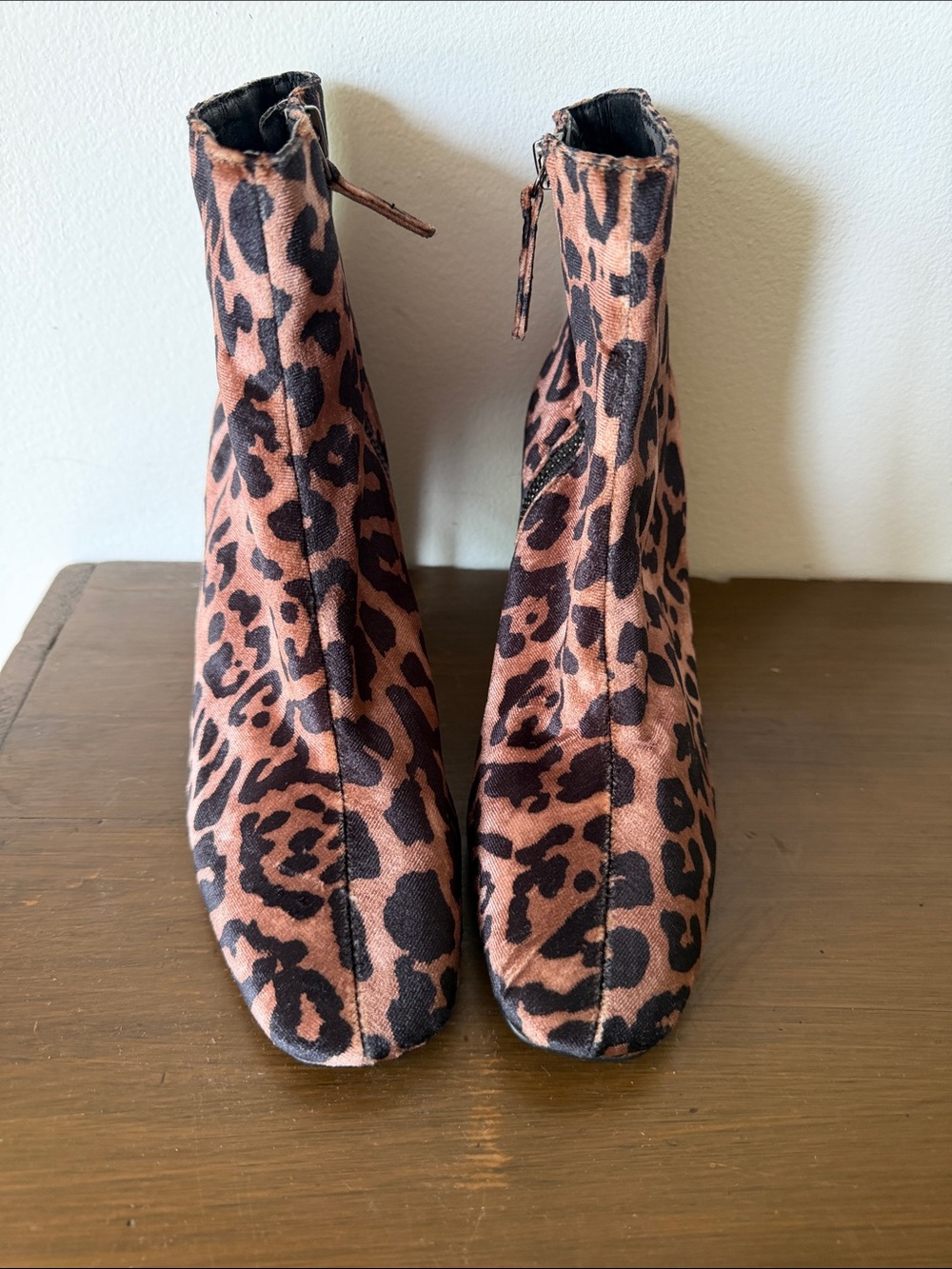 Leopard Print Women's Ankle Boots - Brown